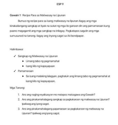 SANGKAP NG ISANG MATIWASAY NA LIPUNAN (ESP 9).